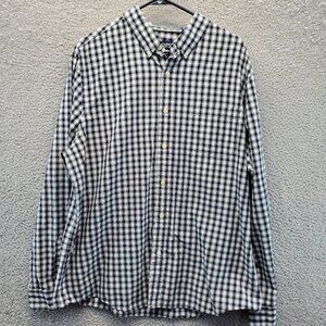 Mens Chaps‎ Black & White Plaid Long Sleeve Button Down Shirt Size XXL